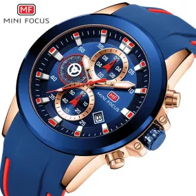 MINI FOCUS Chronograph Mens Watches Brand Luxury Casual Sport Date Quartz Silicone Wristwatches Waterproof Men&#39;s Wrist watch Man