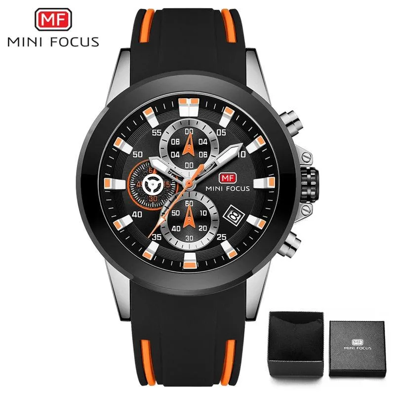 MINI FOCUS Chronograph Mens Watches Brand Luxury Casual Sport Date Quartz Silicone Wristwatches Waterproof Men&#39;s Wrist watch Man