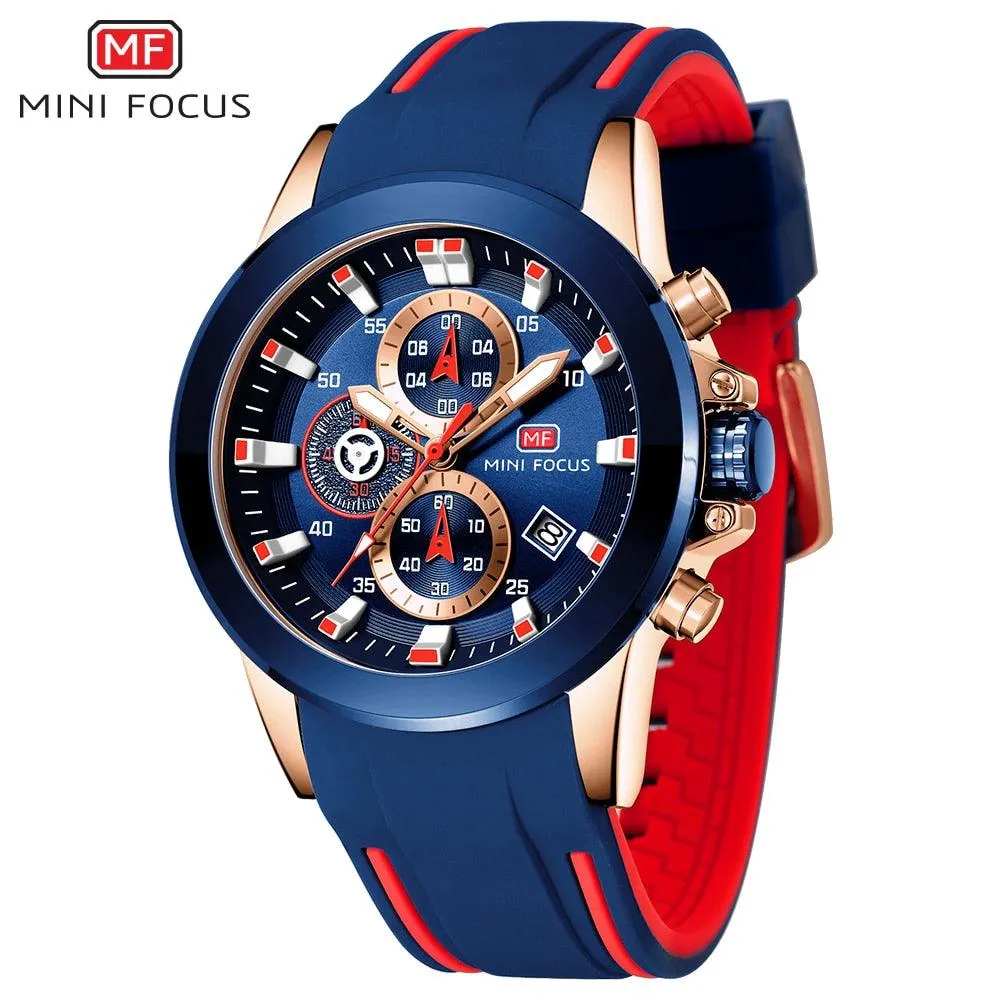 MINI FOCUS Chronograph Mens Watches Brand Luxury Casual Sport Date Quartz Silicone Wristwatches Waterproof Men&#39;s Wrist watch Man