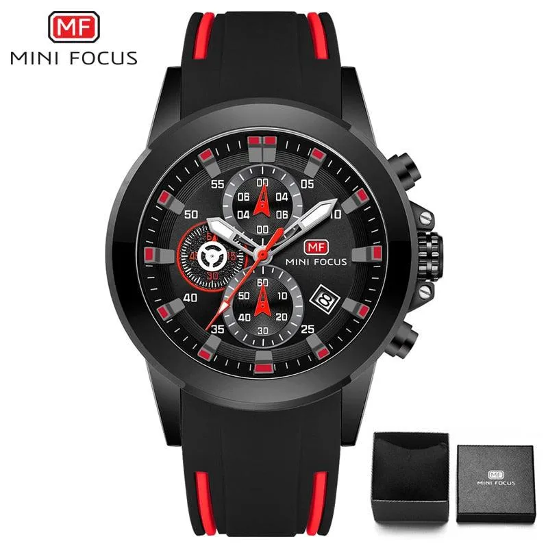 MINI FOCUS Chronograph Mens Watches Brand Luxury Casual Sport Date Quartz Silicone Wristwatches Waterproof Men&#39;s Wrist watch Man