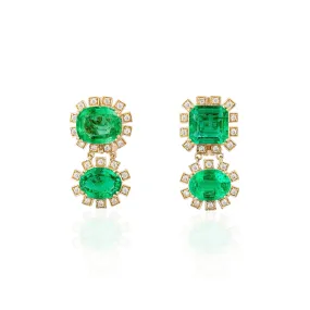 Multishape Emerald Diamond Earrings