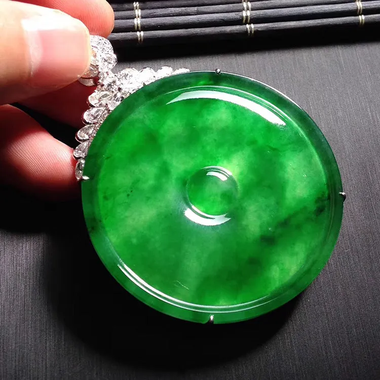 Natural Jade Pendant Jadeite Gold Pendant PT193