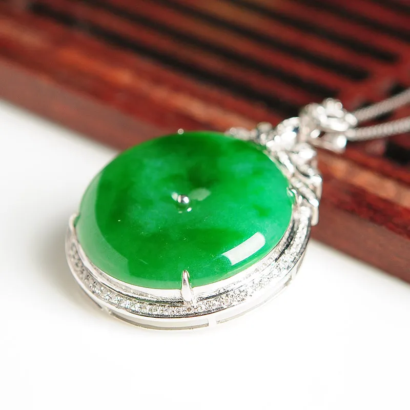 Natural Jade Pendant Jadeite Gold Pendant PT30