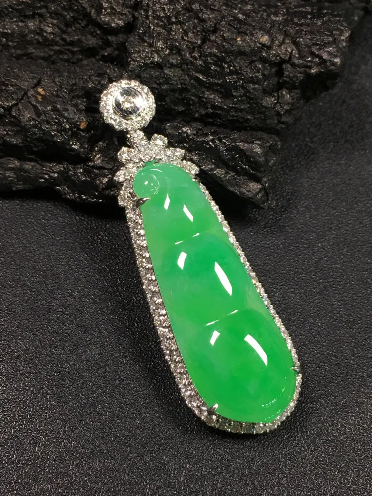Natural Jade Pendant Jadeite Gold Pendant PT355
