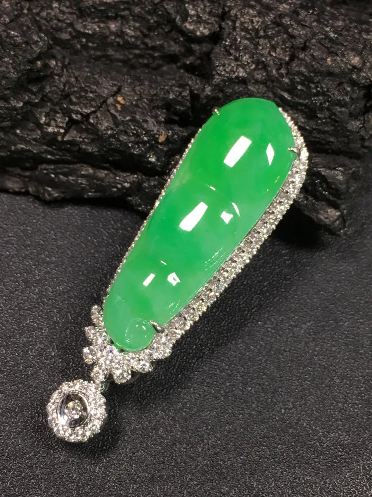 Natural Jade Pendant Jadeite Gold Pendant PT355