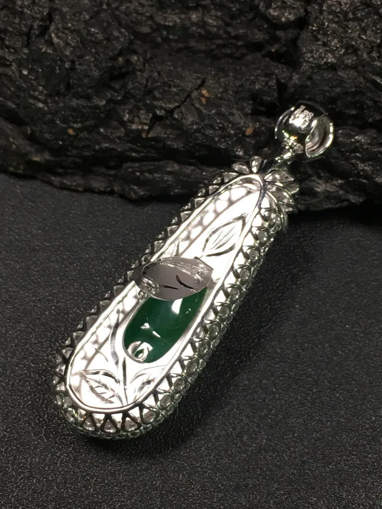 Natural Jade Pendant Jadeite Gold Pendant PT355