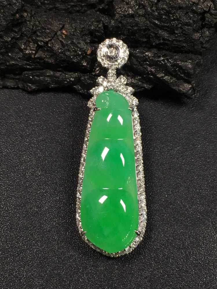 Natural Jade Pendant Jadeite Gold Pendant PT355