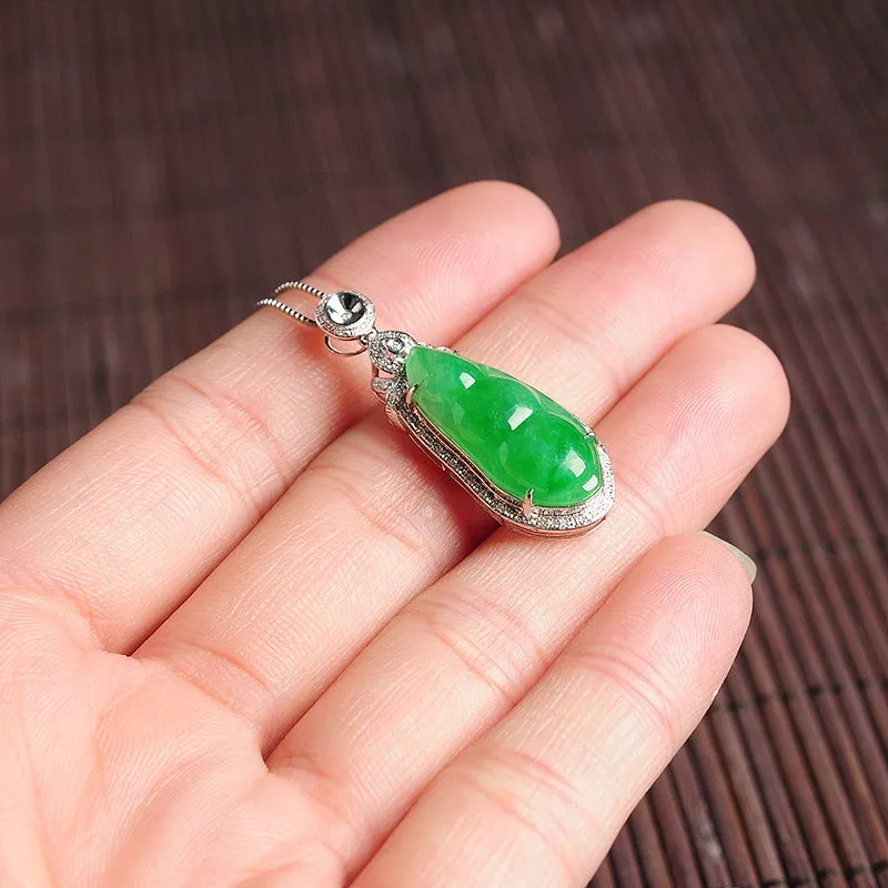 Natural Jade Pendant Jadeite Gold Pendant PT54