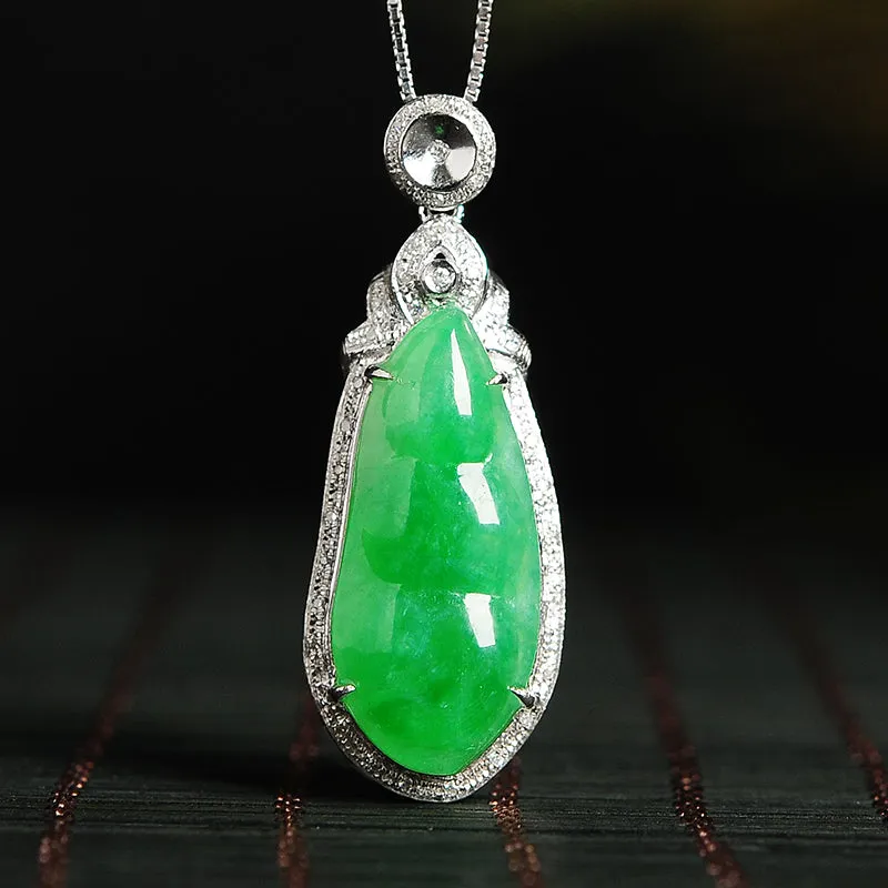 Natural Jade Pendant Jadeite Gold Pendant PT54