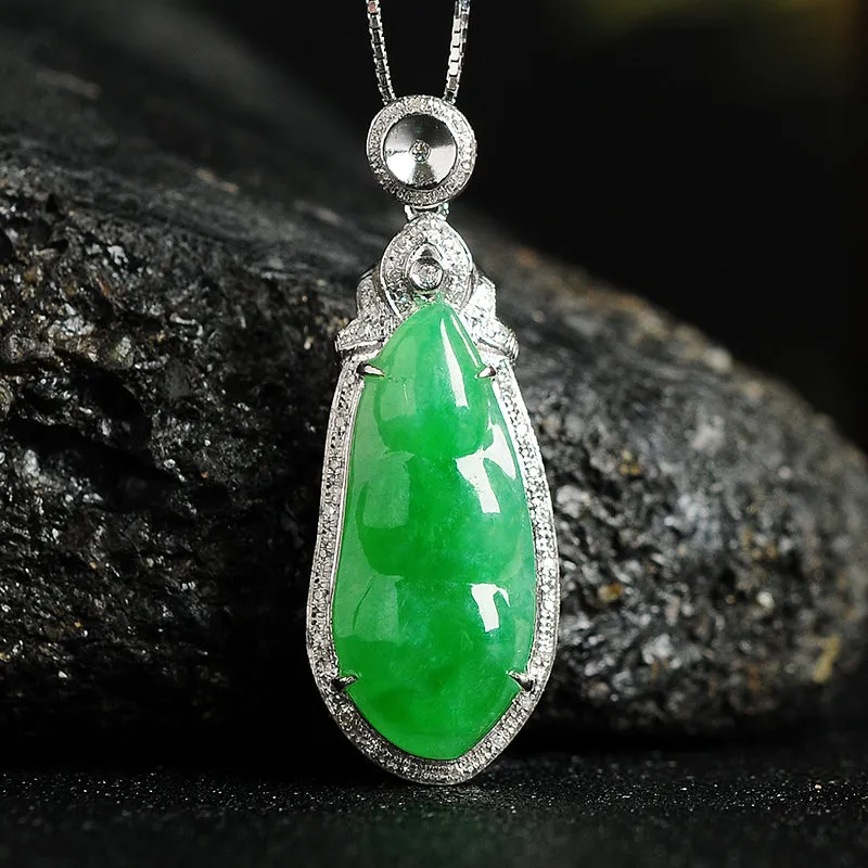 Natural Jade Pendant Jadeite Gold Pendant PT54