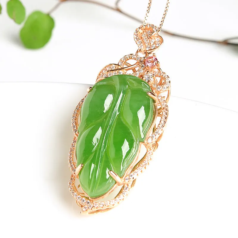 Natural Jade Pendant Nephrite Silver Pendant PT146