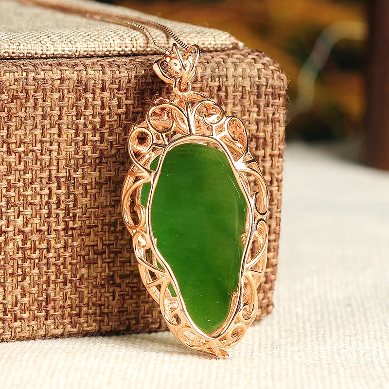 Natural Jade Pendant Nephrite Silver Pendant PT146