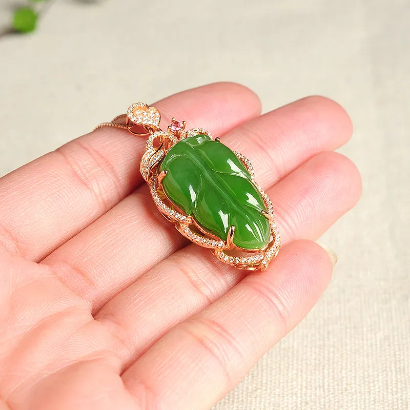 Natural Jade Pendant Nephrite Silver Pendant PT146