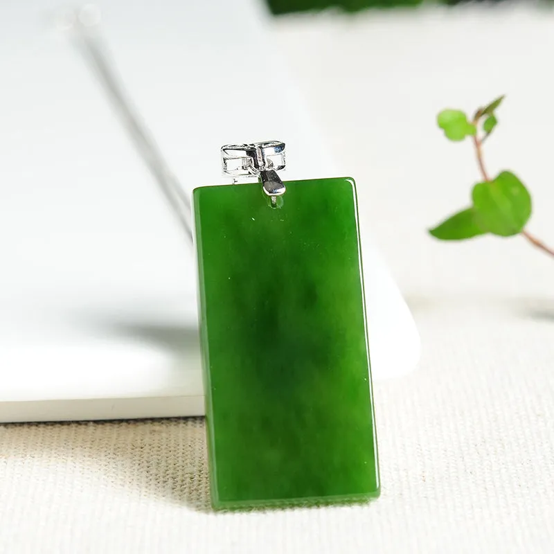 Natural Jade Pendant Nephrite Silver Pendant PT154