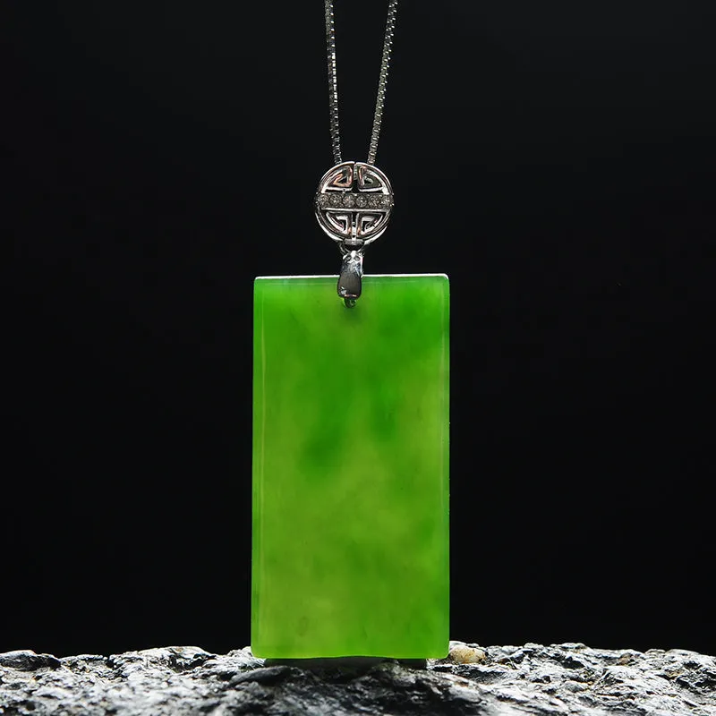 Natural Jade Pendant Nephrite Silver Pendant PT154