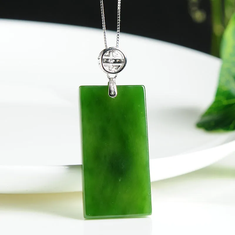 Natural Jade Pendant Nephrite Silver Pendant PT154