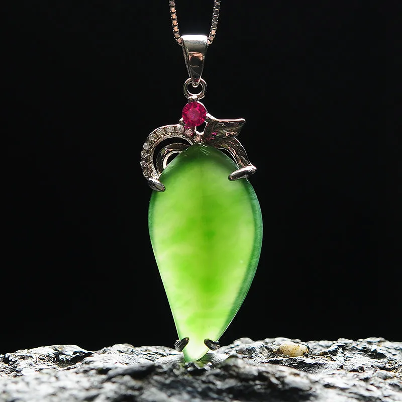 Natural Jade Pendant Nephrite Silver Pendant PT170