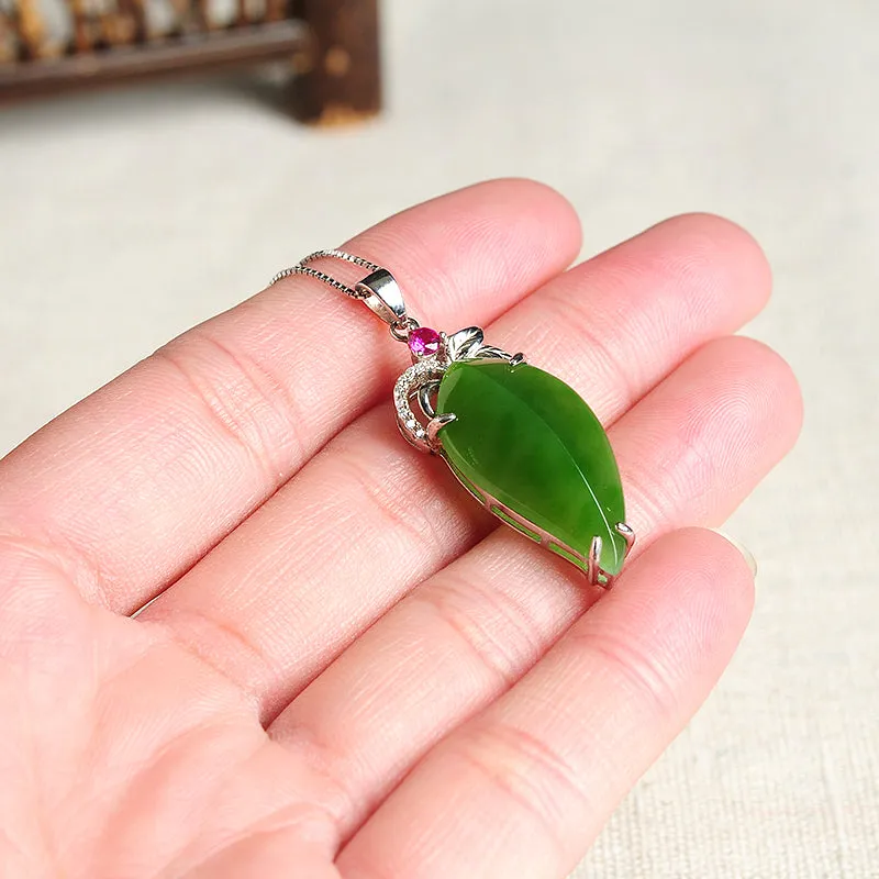 Natural Jade Pendant Nephrite Silver Pendant PT170