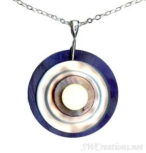 Navy Topaz Shell Vintage Button Pendant