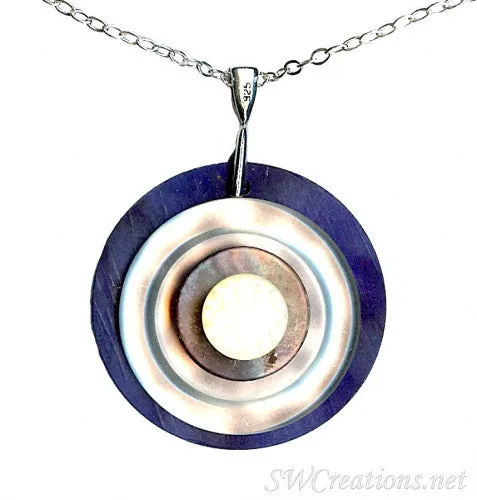 Navy Topaz Shell Vintage Button Pendant