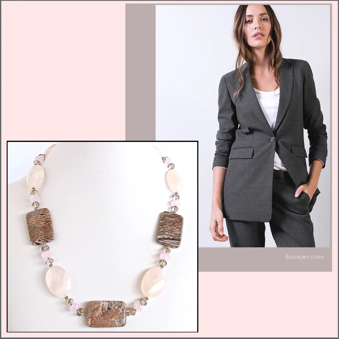 Open Plains: Chunky Rose Quartz Necklace
