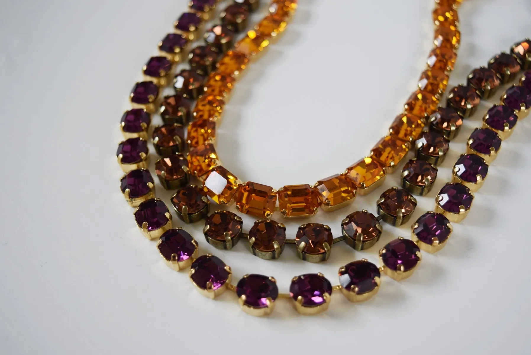 Orange Topaz Collet Necklace - Small Octagon