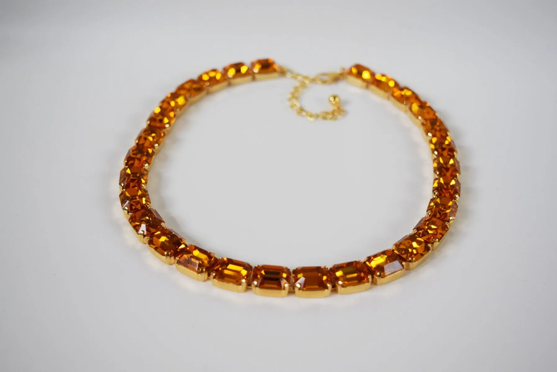 Orange Topaz Collet Necklace - Small Octagon