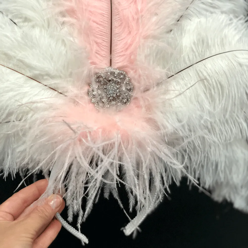 Ostrich Feather Blondine Jewel Rhinestone Showgirl Costume Headpiece