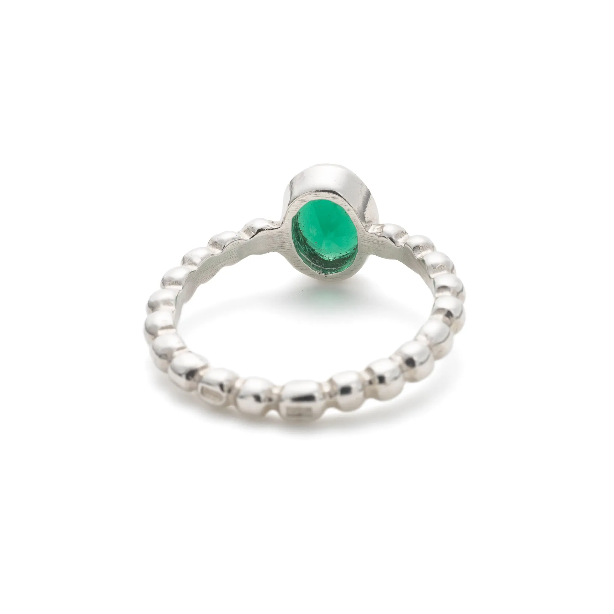 Oval Emerald Ring - Green Bezel Ring - Vintage Bubble Band
