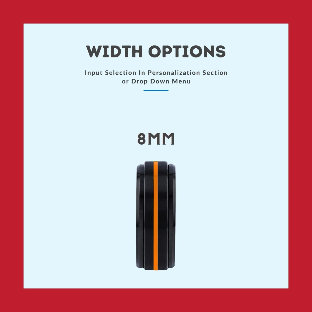 OVERLAND | Blue & Red Wood, Black Tungsten Ring, Orange Groove, Stepped Edge