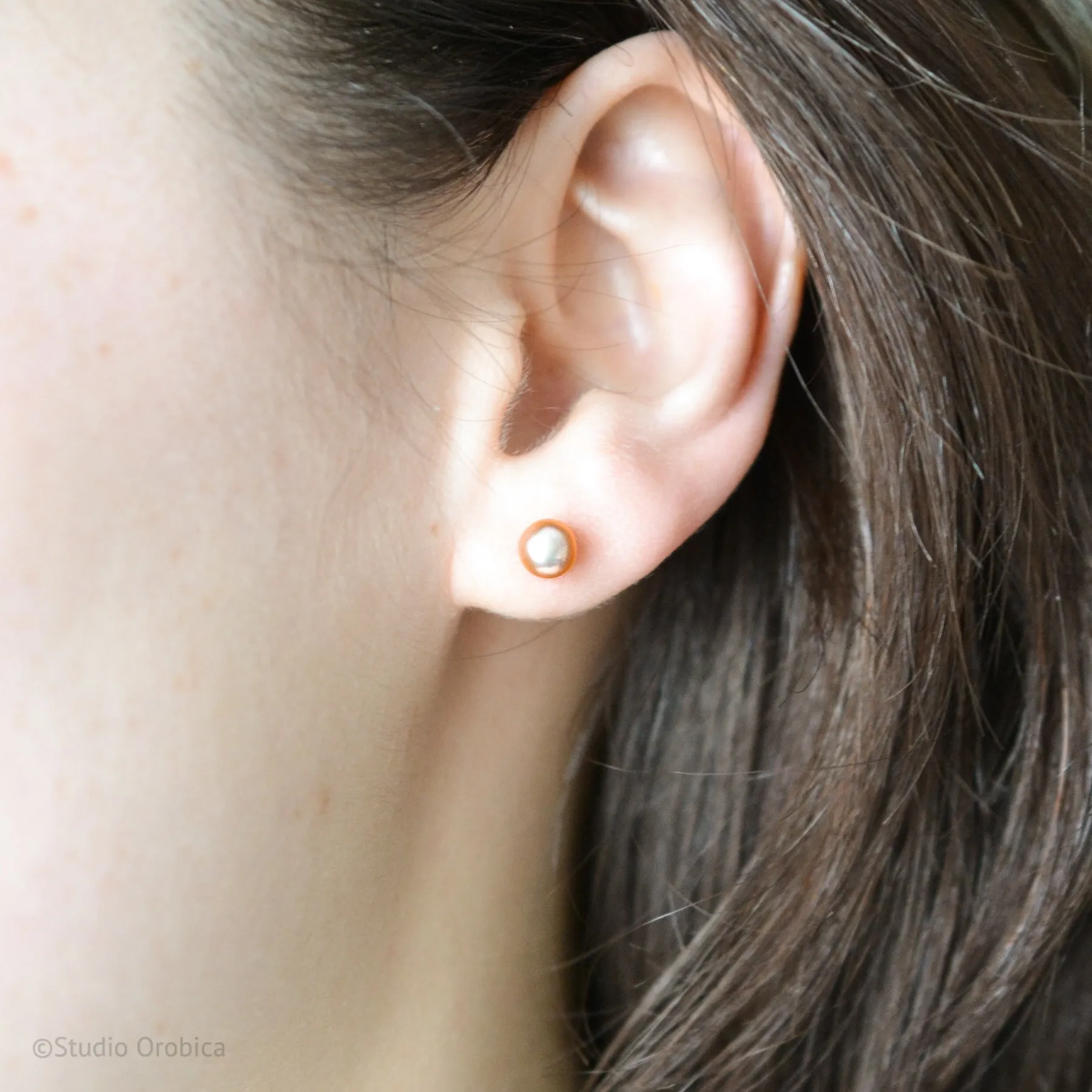 Peach Pearl Studs by Lena Binnington