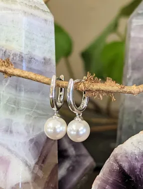 Pearl Drop Hoop Earrings