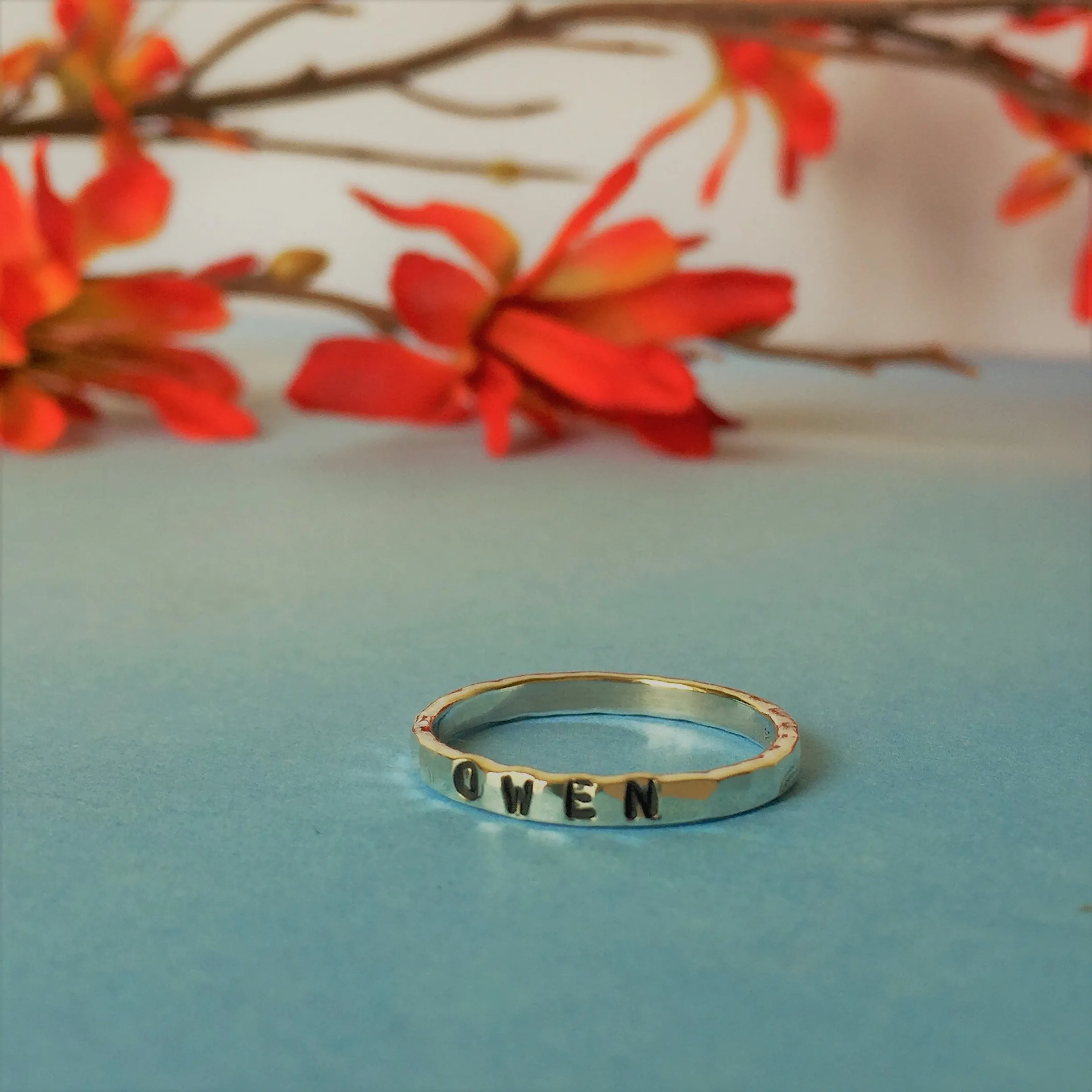 Personalised Hammered Band Ring - SR1829