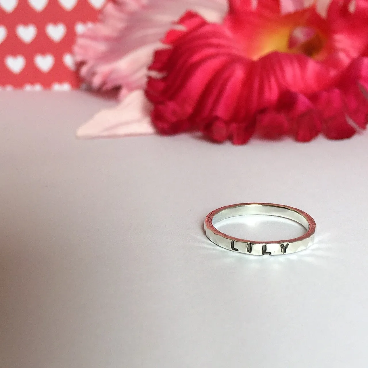 Personalised Hammered Band Ring - SR1829
