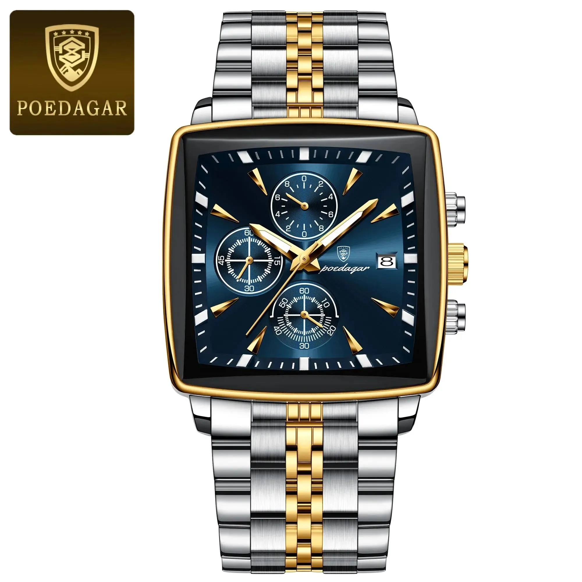 POEDAGAR Luxury Square Sport watch