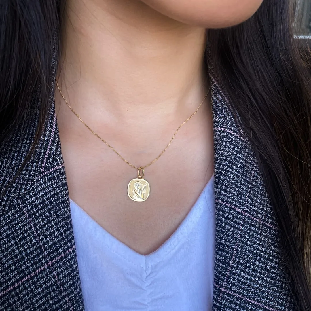Praying Cherub Gold Pendant