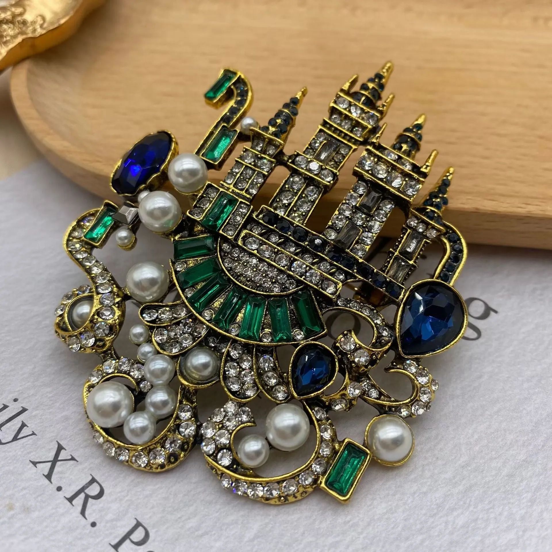 Pre Order:  Retro Castle Crystal Brooch