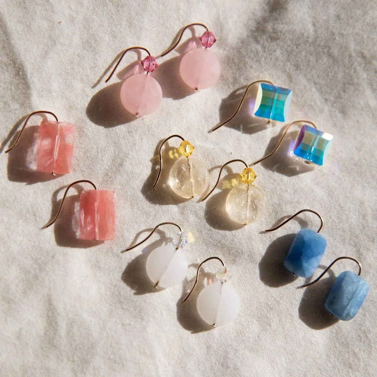 Quartz Denim Blue Gemstone Drop Earrings