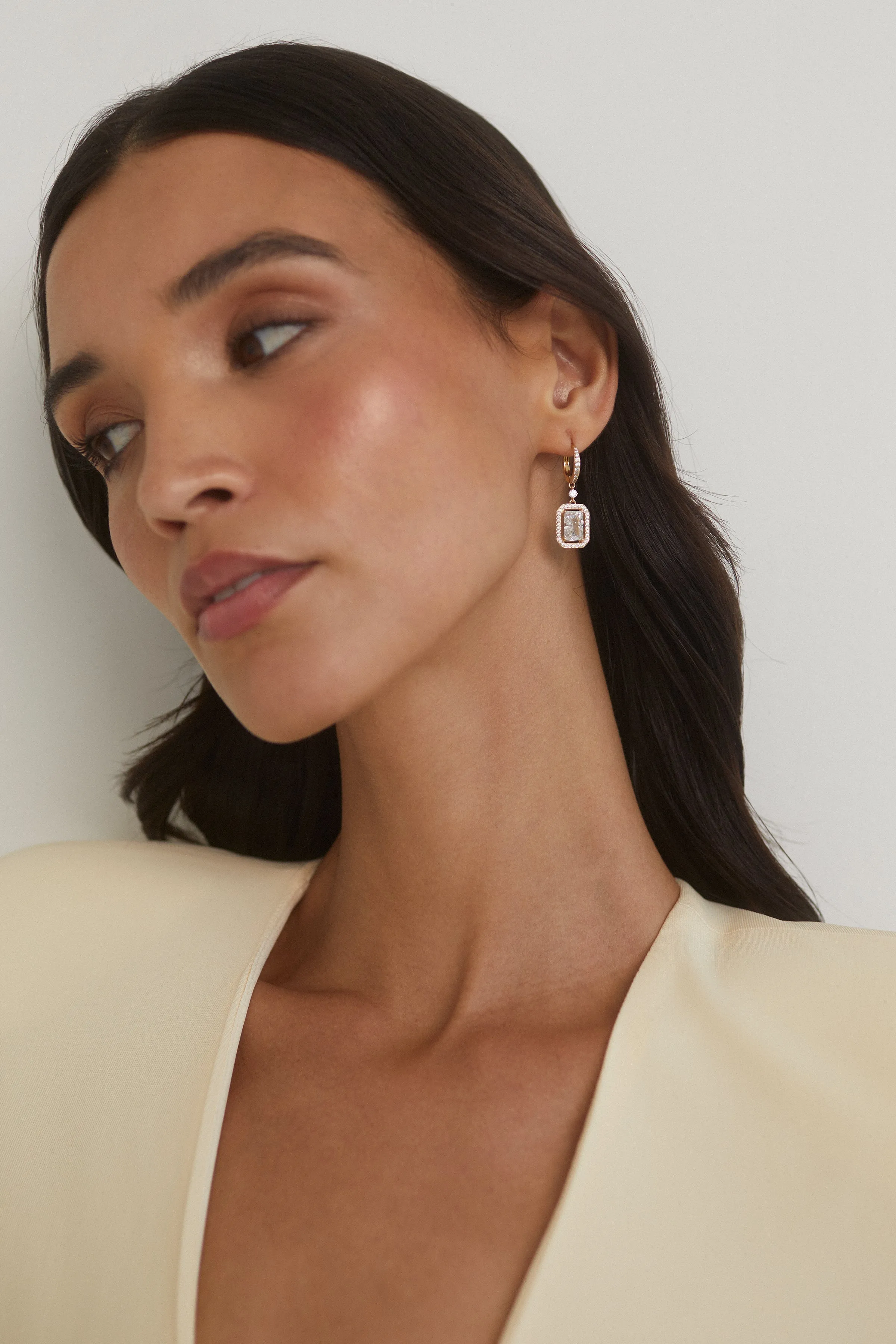 RADIANT EMERALD HALO CZ LEVERBACK EARRINGS