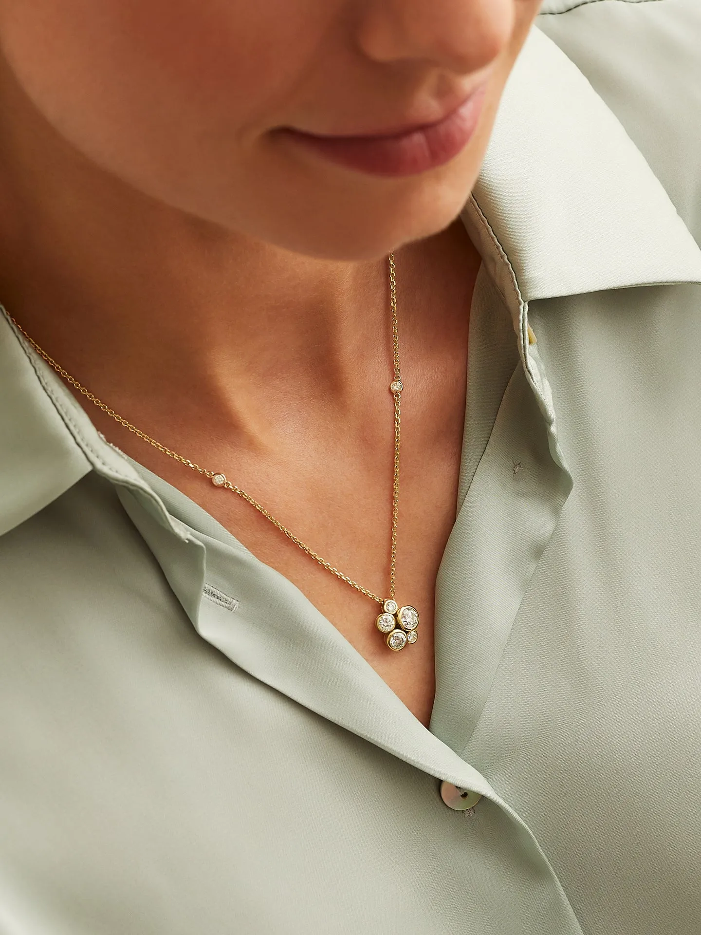 Raindance Yellow Gold Cluster Pendant