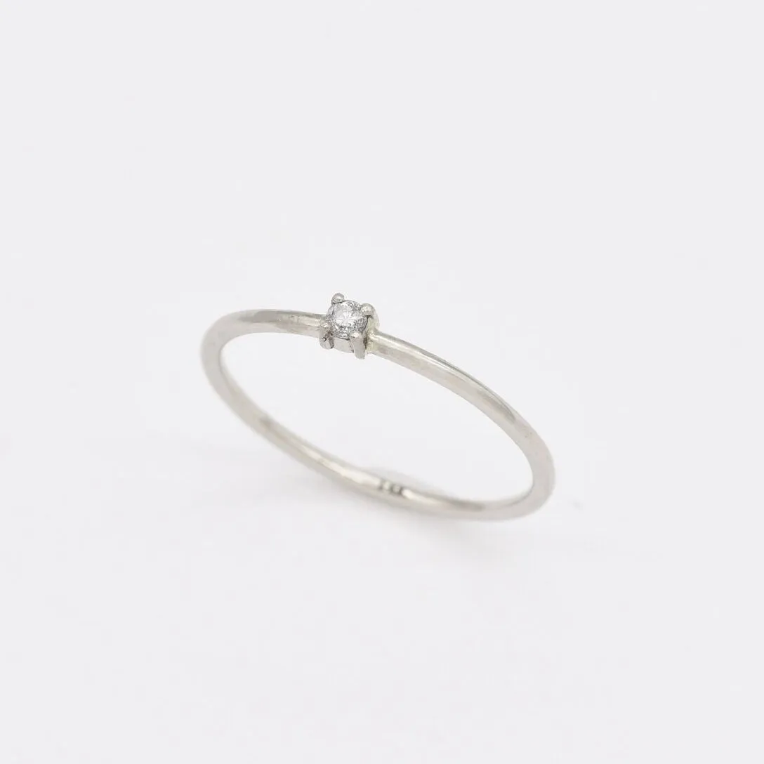 Real Diamond Ring - Solid 14k White Gold Ring  - Diamond Promise Ring