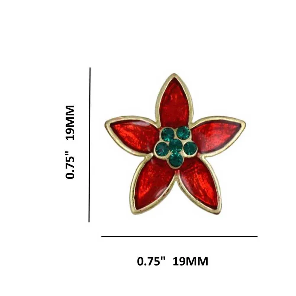 Red and Green Christmas Poinsettia Clip Earring - XE731C