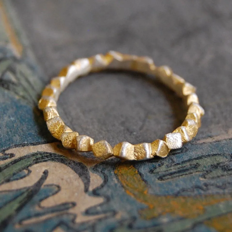 'rocas' cubes rustical ring / 24 k gold plated