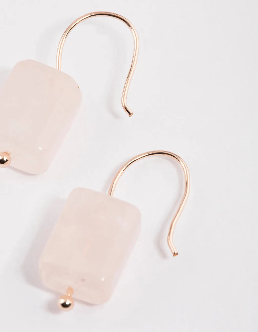 Rose Gold Curb Rose Quartz Drop Earrings