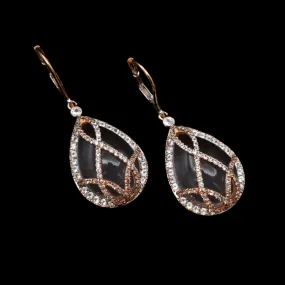Rose Quartz Drop Earrings in 14K Rose Gold