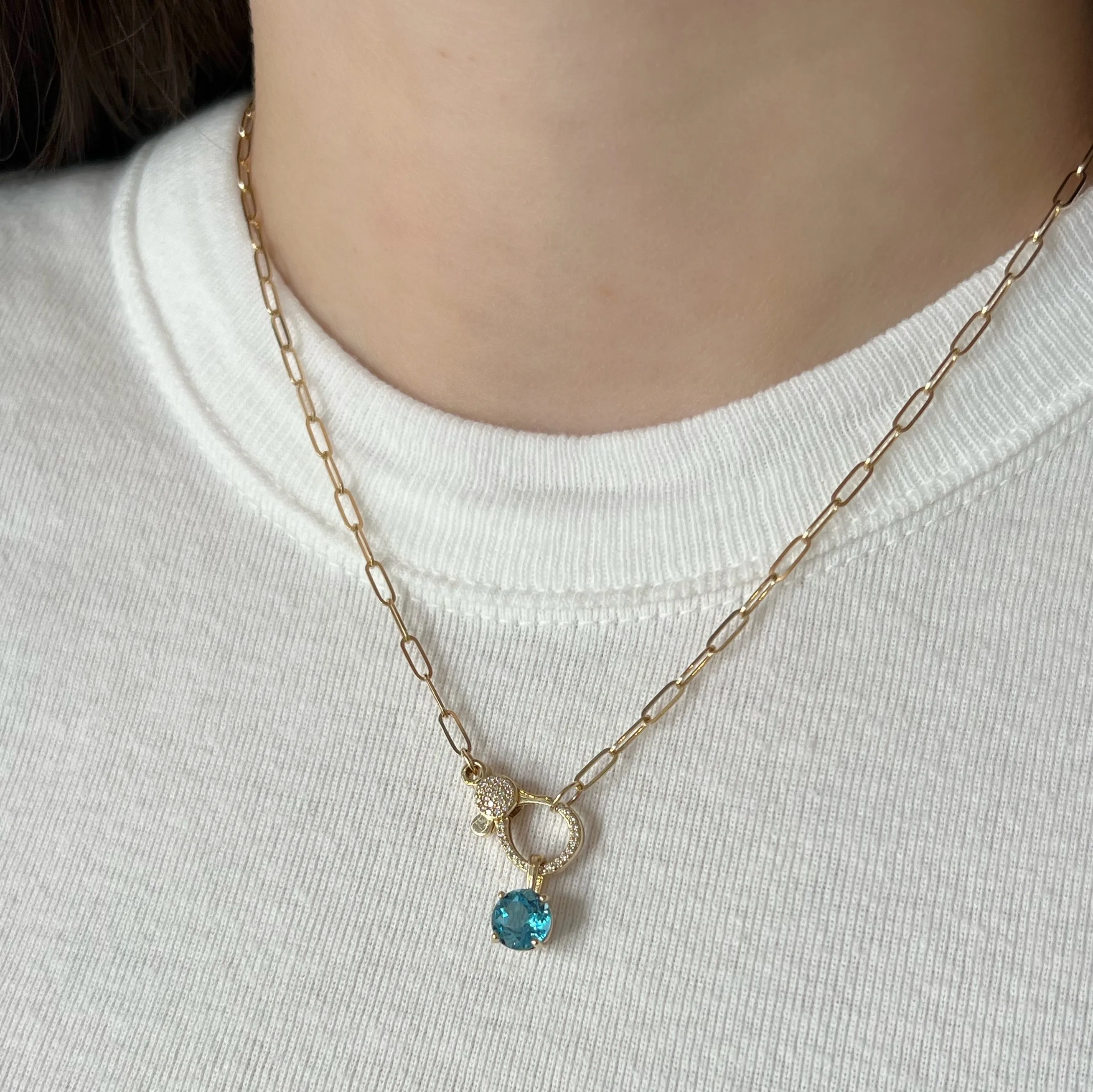 Round Blue Topaz Pendant