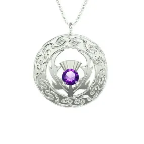 Scottish Thistle Celtic Flow Amethyst Pendant