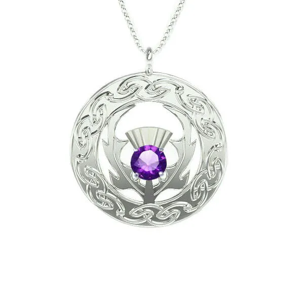 Scottish Thistle Celtic Flow Amethyst Pendant
