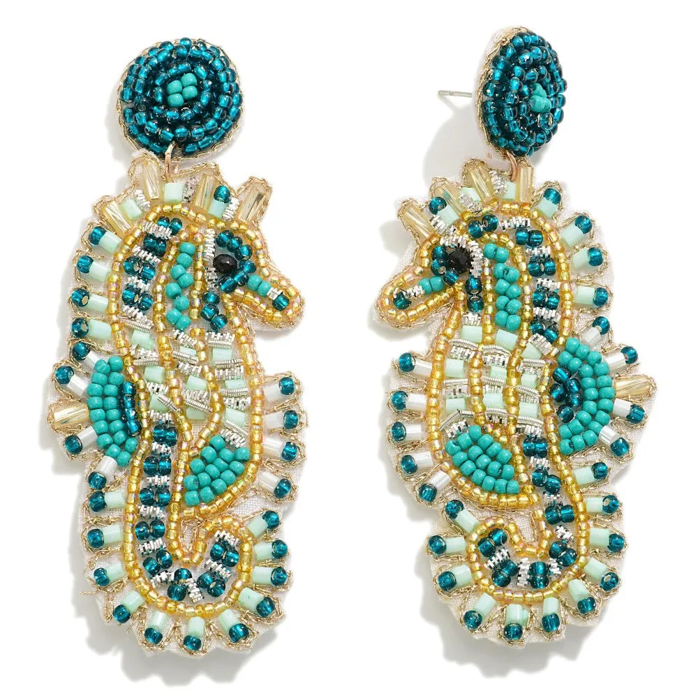seahorse seed bead earrings