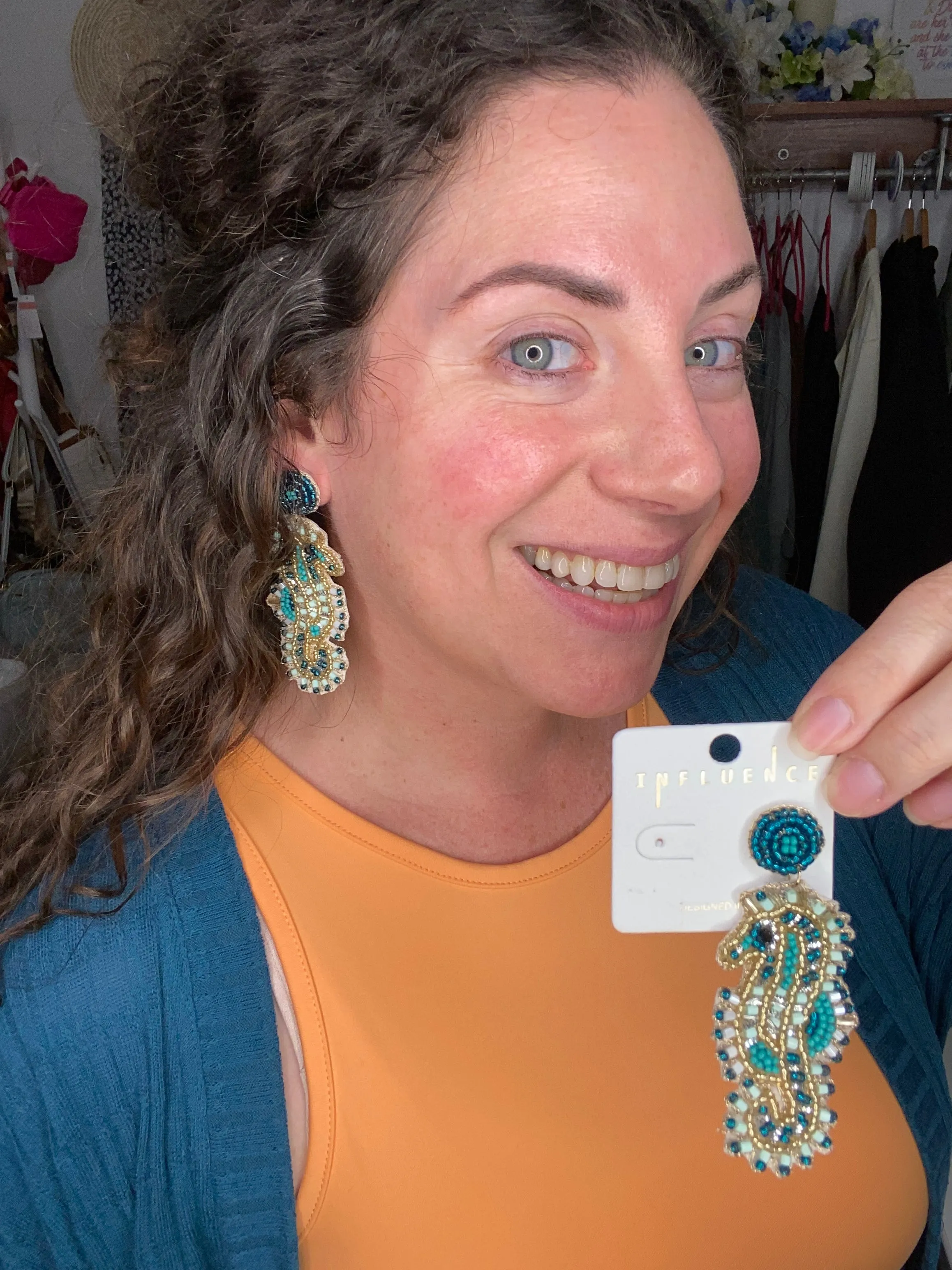 seahorse seed bead earrings